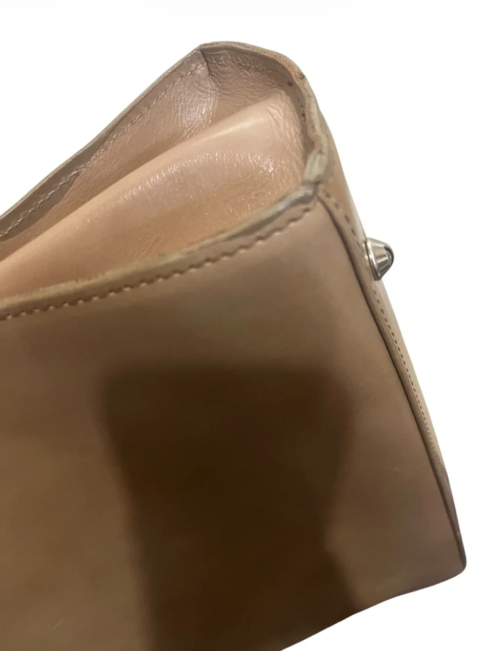 Classic Woman’s Tan Camel Color Made In Italy Leather Top-Handle Purse Briefcase